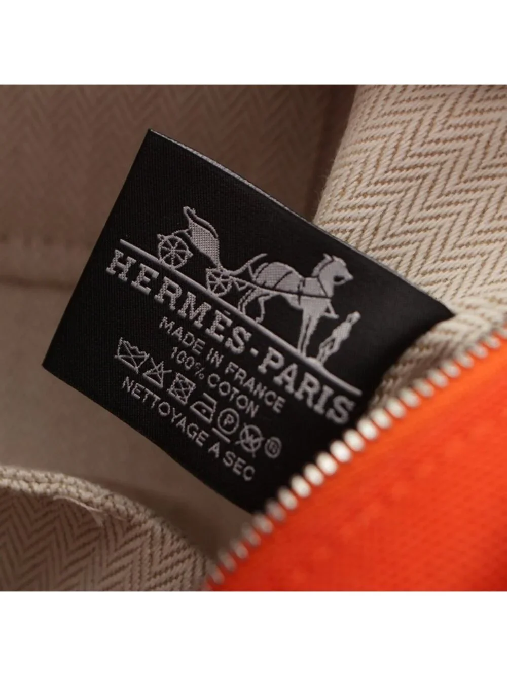 Hermes Brid-a-brac PM Cotton Canvas Pouch Handbag Orange